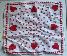 Vintage Red Hearts Handkerchief 9x9 Hanky Valentine s Day Retro Cotton