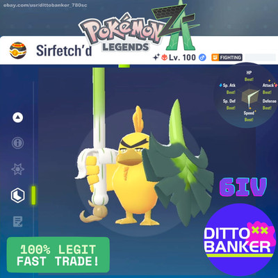 Pokemon Legends ZA   SHINY Sirfetch'd ALPHA Lv100 Adamant/6IV MAX EV Gold Bot Ca