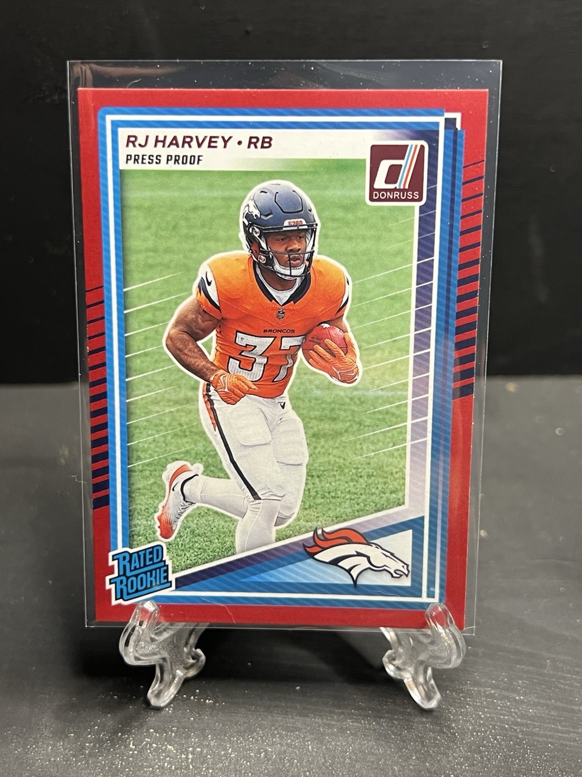 2025 Panini Donruss - Rated Rookie RJ Harvey #312 Press Proof Red (RC)