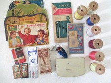 Vintage Lot of Sewing Items, Belding Thread, Gold Eye Needles, Sharps, More Read
