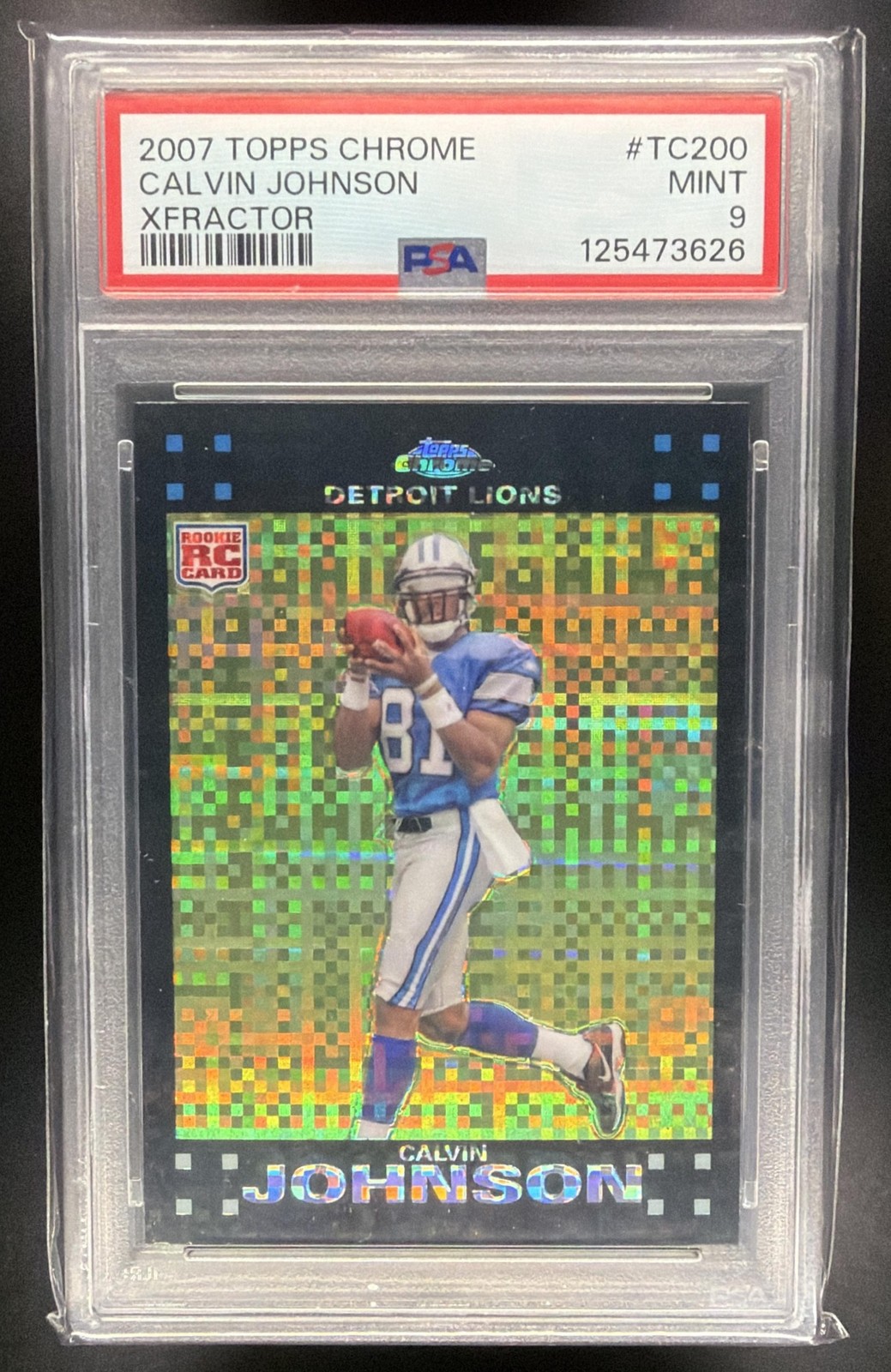 2007 Topps Chrome Calvin Johnson #TC200 Xfractors RC Lions PSA 9