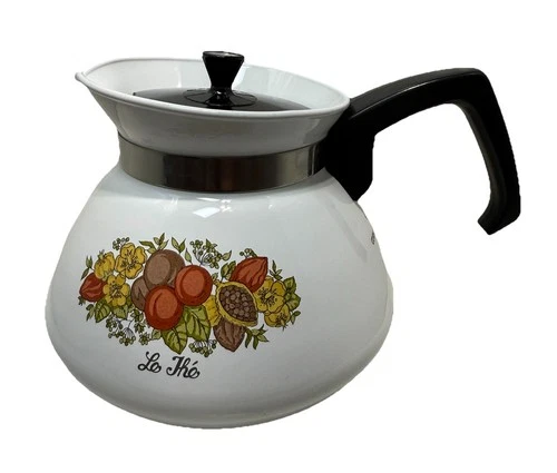 Vintage Corning Ware Spice Of Life P104, 6 Cup “Le Cafe” Coffee/Tea Pot W/Lid