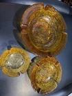 MCM Anchor Hocking Honey Amber Glass Soreno Round Ashtray Vintage- set of 3 size