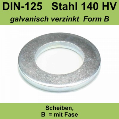 25,0 DIN125 Unterlegscheiben Scheiben Form B Stahl verzinkt f. M24 M mm Unterlag