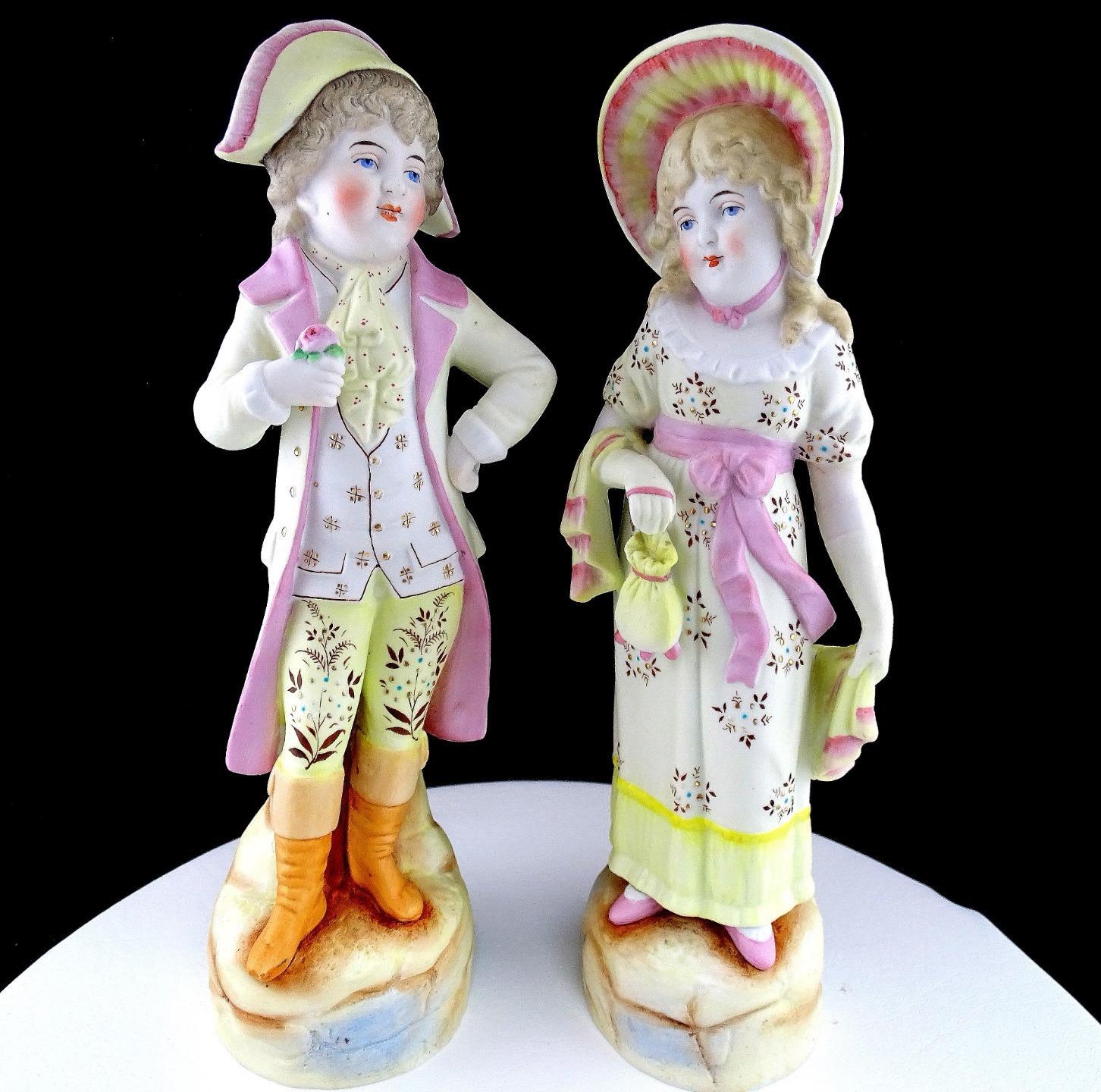 Gebruder Heubach PC Francés Niño y Niña Amarillo rosado Bisque 12 Gebruder Heubach PC Francés Niño y Niña Amarillo rosado Bisque 12