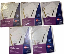 5x Avery 8 Big Tab Divider Sets, Write & Erase, Reinforced Tabs, FIVE 23078 NEW