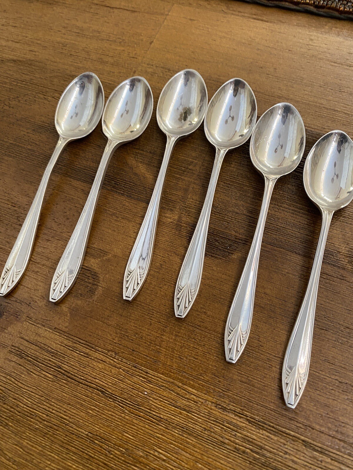 Vintage Dessert Spoons Art Deco Bedford Silver Plate EPNS Cutlery Set 6