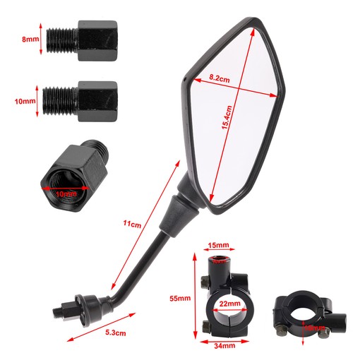 2x Spiegel Set Paar Spiegelset für Roller Motorrad Quad universal,M10 Gewinde - Bild 3 von 11