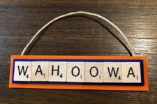 UVA WAHOOWA Virginia Cavs Cavaliers Christmas Ornament Scrabble Tiles USA Made