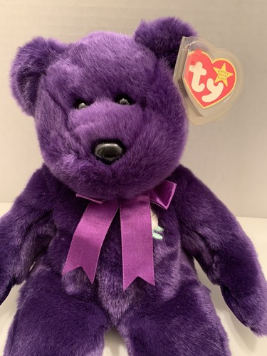 RARO Ty Original Beanie Buddy 1998 Princesa Diana Oso de Peluche 14” Rosa Blanca - Imagen 2 de 10