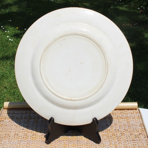 Grande assiette ancienne Terre de fer en faïence décor fleurs roses ø 30 cm - Picture 6 of 6