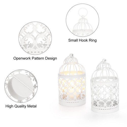 Hanging Birdcage Lantern 6pcs Small Metal Tealight Holder Vintage Decorative Han - Picture 3 of 7