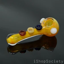 4.5" Golden Colored Buttons Tobacco Smoking Pipe Thick Collectible Pipes - P118