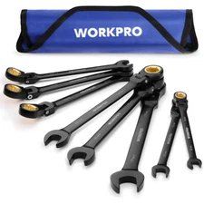 WORKPRO 8PC Ratcheting Combination Wrench Set Flex-Head Wrench Set Metric 8-17mm