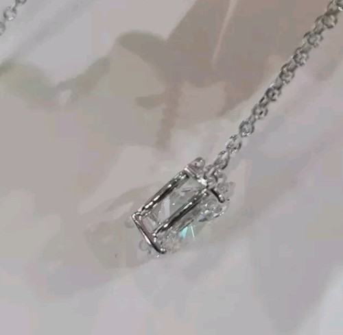 2.60 Ct Certified Treated Off White Diamond Solitaire Pendant In 925 Silver - Picture 4 of 8