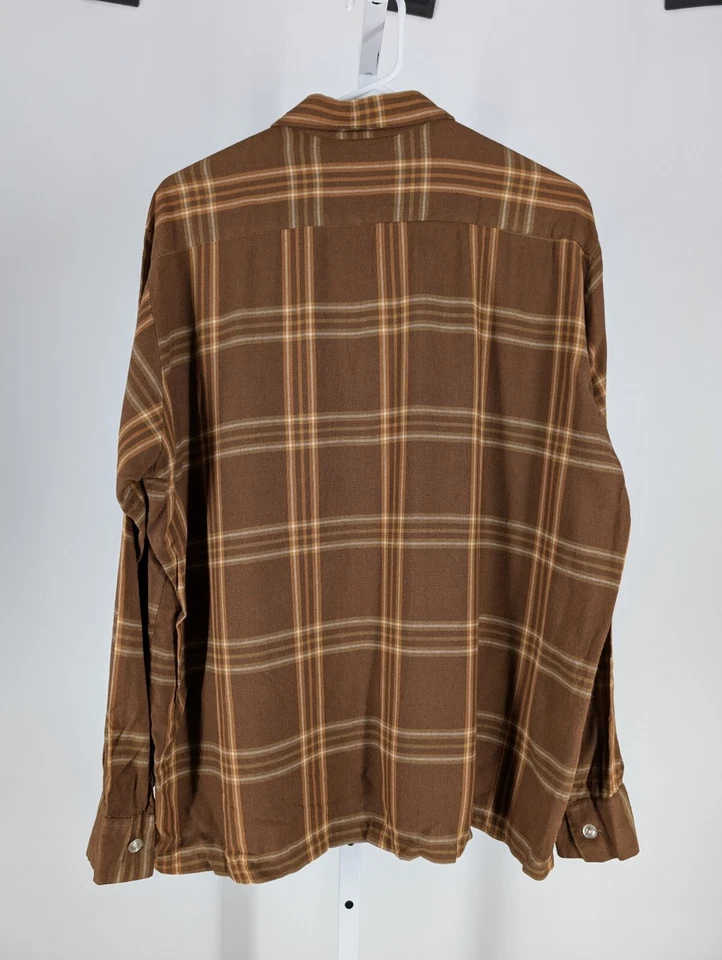 Camisa de Campamento Vintage Años 50 Rayón Gabardina 2 Capas Cuadros Cuello Lazo Atómico L Rockabilly Foto 2 de 3