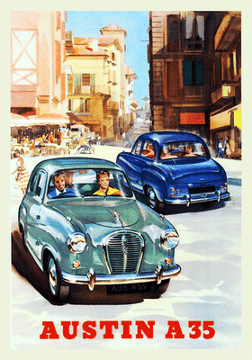 AUSTIN A35 METAL SIGN.VINTIGE AUSTIN CARS,VINTAGE BRITISH CARS.