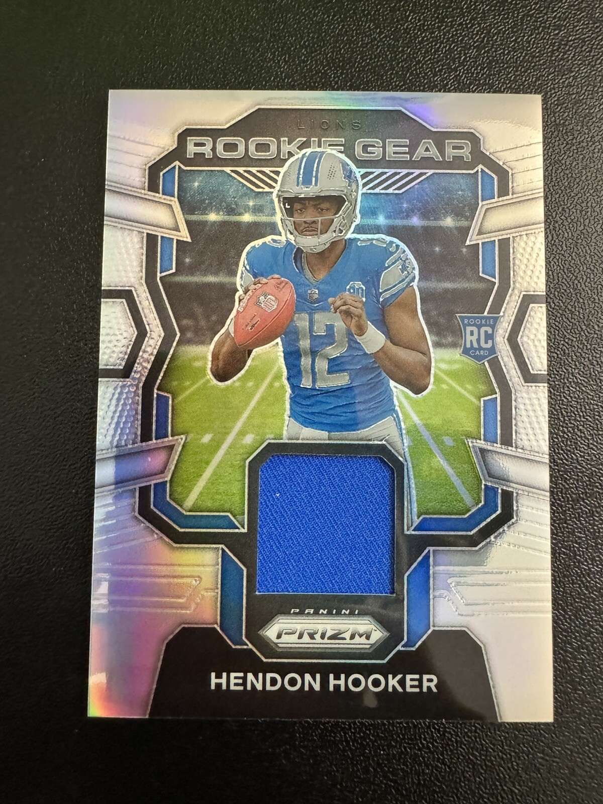 2023 Panini Prizm Hendon Hooker Rookie Gear Silver Prizm Jersey Relic Lions