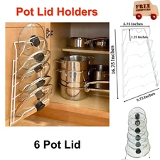 Kitchen Storage Cabinet Pot Lid Rack Cover Holder Organizer Pantry Cupboard Whit
