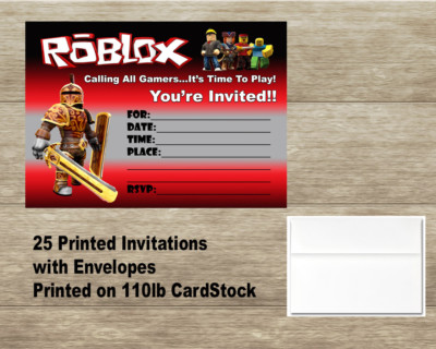 Roblox Fill In Birthday Invitations Cards 25 Cards And 25 - roblox birthday invitations roblox invitation free thank