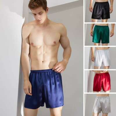 Men's 19MM 100% Silk Boxer Shorts Silk Nightwear Sleepwear Pajamas