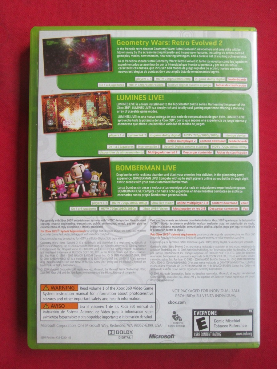 Xbox 360 Live Arcade Game Pack, Bomberman, Lumines, Geometry Wars