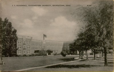 Exterior View S.S. Kuykendall Southwestern University Georgetown TX Postcard B41