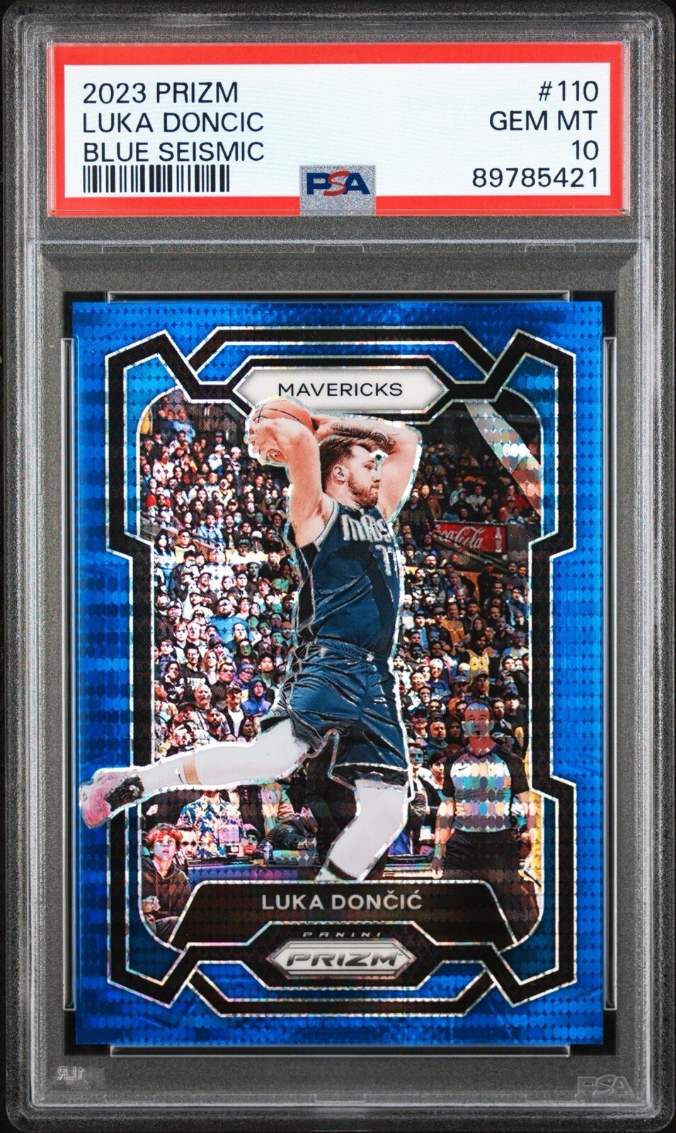 Luka Doncic 2023 Prizm Blue Seismic /99 #110 PSA 10 Pop 7 Color Match