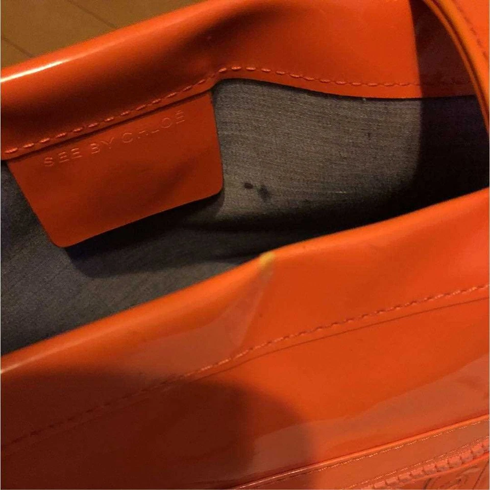See By Chloe Handbag Tote Logo Leather Orange Women's USED FROM JAPAN - Image 2 of 4
