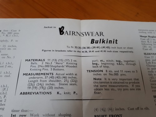Vintage Bairnswear Bulkinit No: 910 Mens & Ladies Cardigans Knitting Pattern - Picture 2 of 2