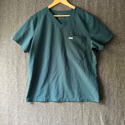FIGS Technical Collection V Neck Scrub Top Blue Green Fig Women s XL