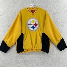 NFL Pittsburgh Steelers Vneck Lined Long Sleeve Windbreaker Pullover Sports Sz M