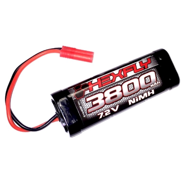 Hexfly 3800mAh 7.2V Ni-MH Battery with Banana 4.0 Conn Redcat Racing HX-3800MH-B