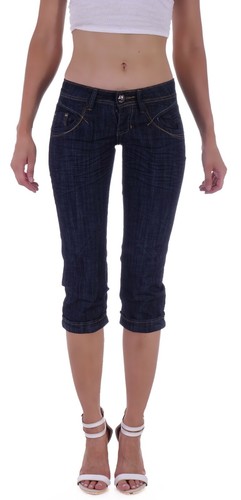 Damen Caprijeans Capri Jeans Hose Hüftjeans Sommer Kurz Bermudas Shorts S9 - Bild 5 von 7