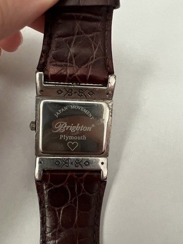Brighton Plymouth Watch Reversible Black Brown Leather Silver Needs Battery - Picture 5 of 5