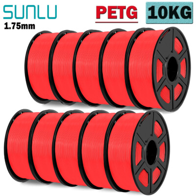 10KG SUNLU PETG Red 3D Printer Filament 1.75mm PETG Red Consumables 10 Rolls