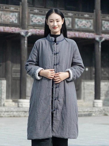 Women's Quilted Long Coat Cotton Padded Jacket Padded Warm Retro Ethnic - Bild 18 von 19