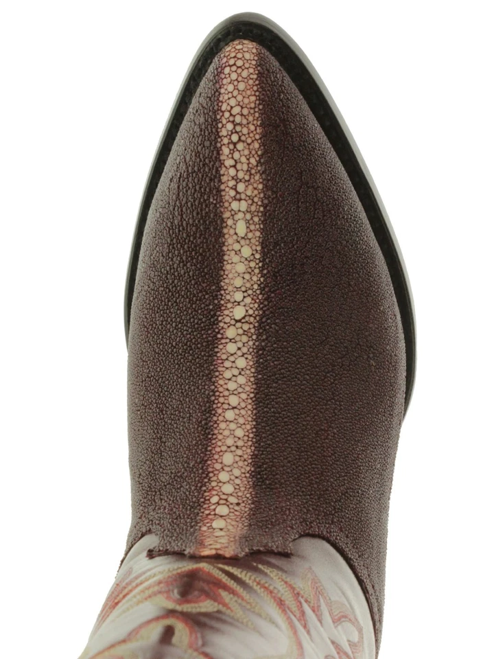 Bota de cuero occidental para hombre borgoña piel de raya genuina ropa de rodeo talla 13 Foto 3 de 4