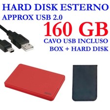 HDD HARD DISK ESTERNO 160GB 2,5" USB 2.0 HDD200R PER VIDEO MUSICA FOTO ROSSO