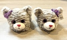 Kitty Youth Slippers Warm Animal Bedroom Fuzzy Soft Sm 11 - 12 Slip On 5yr Olds