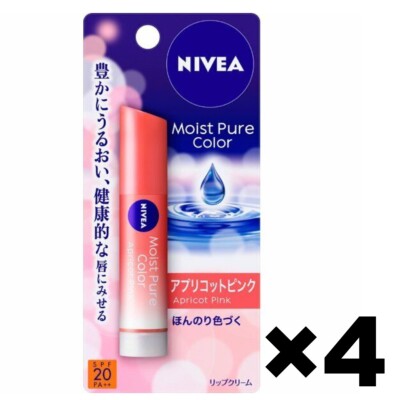 NIVEA Moist Pure Color Lip Apricot Pink Color 4Pack/3.5g Kao SPF20 PA++