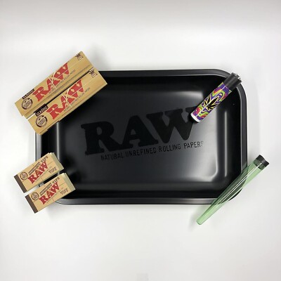 RAW Black Large Rolling Tray Set - Mischeschale/Unterlage/Drehtablett Kifferbox