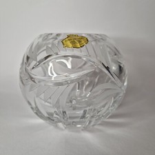 Genuine Lead Crystal, Bleikristall Kugel rund Blumenvase Handschliff
