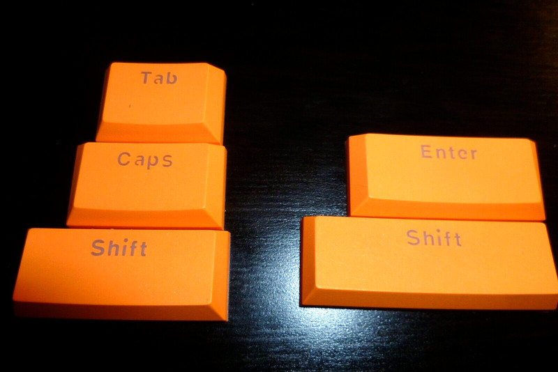 5 Orange Backlit Modifier Keycaps OEM Cherry Profile Cross MX Shift Enter Tab +