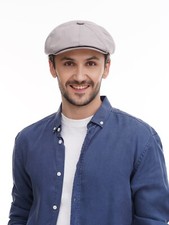 Light Gray Cotton Newsboy Hat Men Baker Boy Cap Summer Driving Gatsby Classic