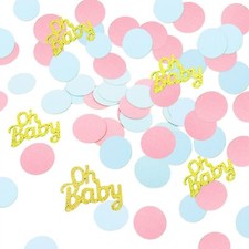 Gender Reveal Confetti 300 Pieces Oh Baby Pink Blue Paper Table Decorations