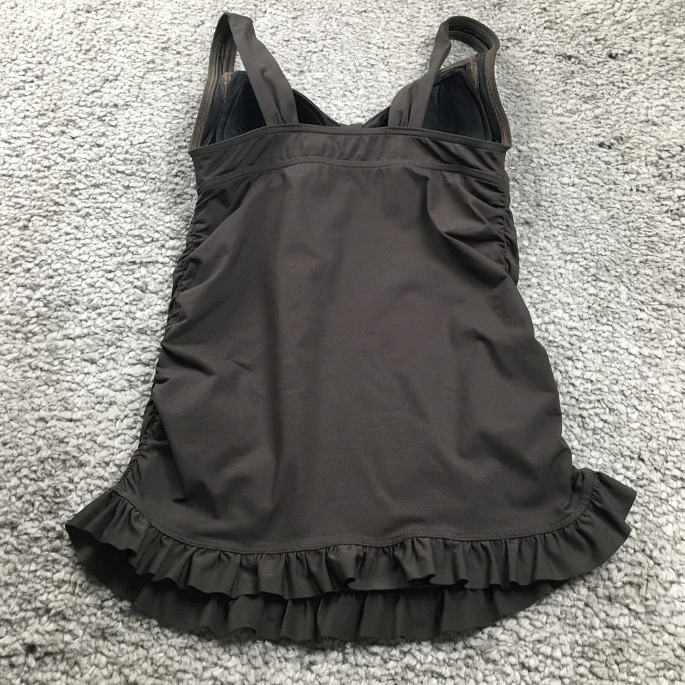 Blusa de natação Land's End feminina regata tamanho 8 preta com babado lateral franzida alça larga nova sem etiquetas - Imagem 3 de 4