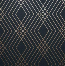 FINE DECOR SHARD TRELLIS NAVY BLUE GOLD GEOMETRIC METALLIC WALLPAPER FD42605