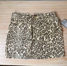 NEW 7 FOR ALL MANKIND GIRLS MULTI COLOR LEOPARD MINI STRETCH COTTON SKIRT SZ 12