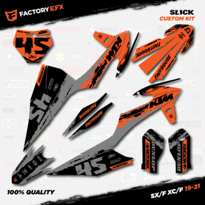 Gray & Orange Slick Racing Graphics Kit fits KTM 19-22 SX SXF XC 125 150 250 450